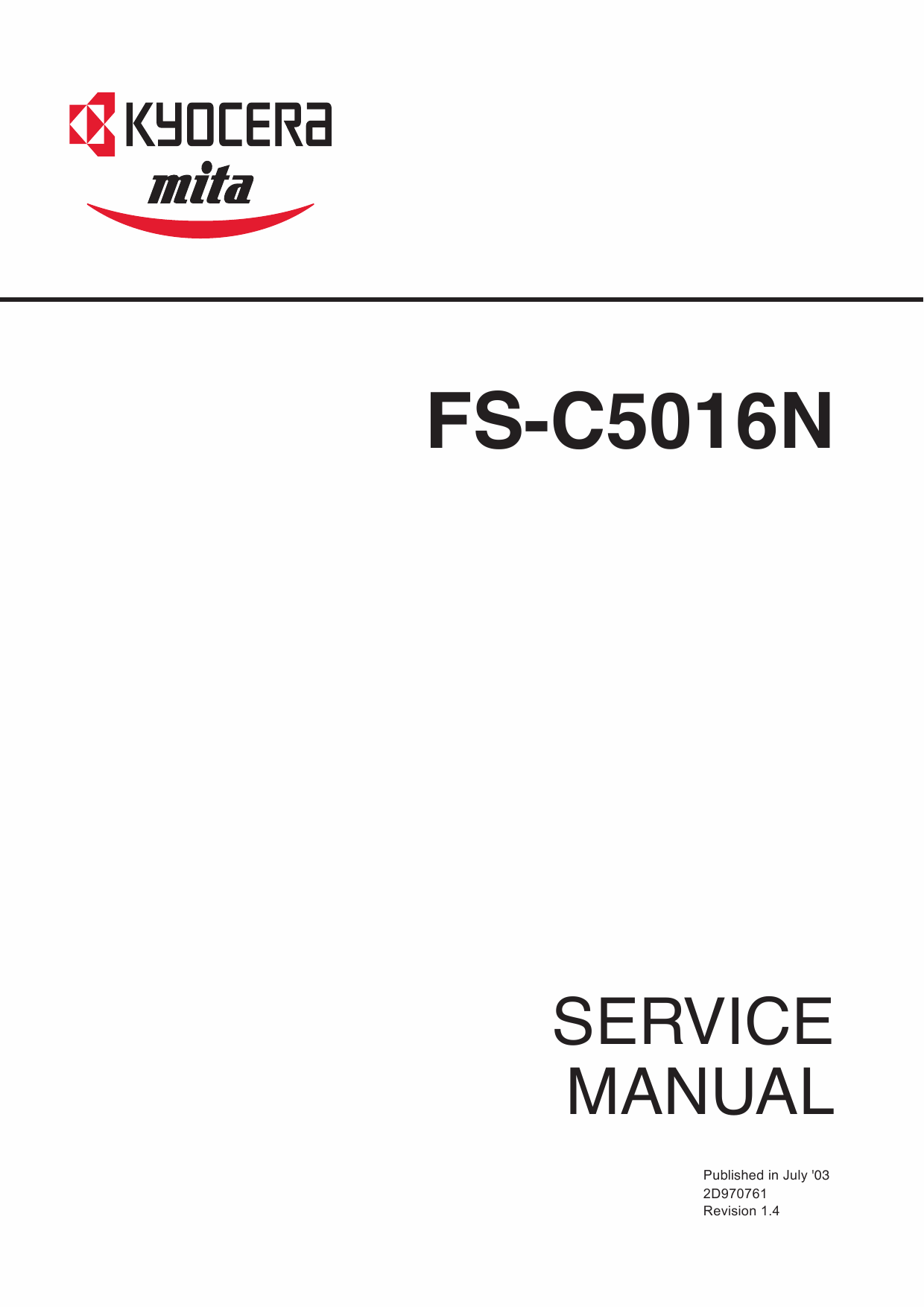 KYOCERA ColorLaserPrinter FS-C5016N Parts and Service Manual-1